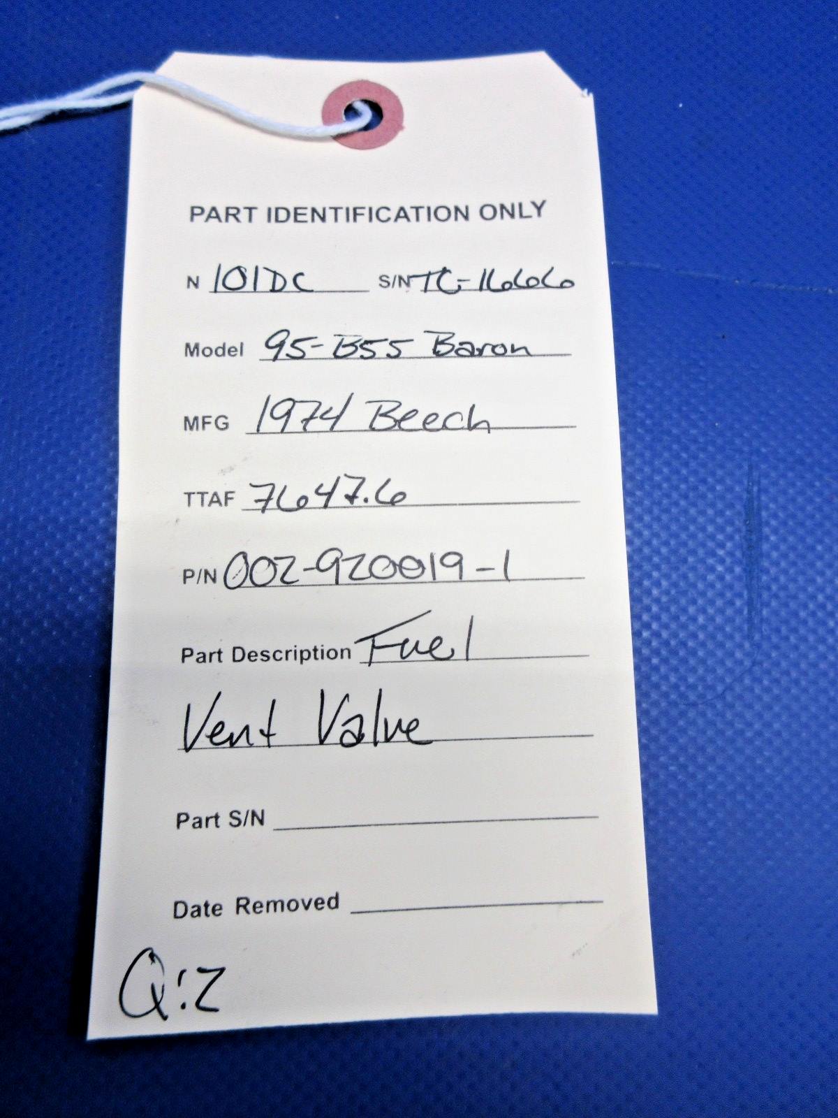 Beech 95-B55 Baron Fuel Vent Valve P/N 002-920019-1 (0526-721)11