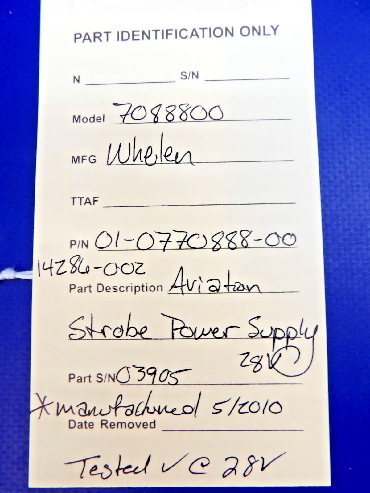 Whelen 7088800 Aviation Strobe Power Supply 28V P/N 14286-002 TESTED (0426-1338)12