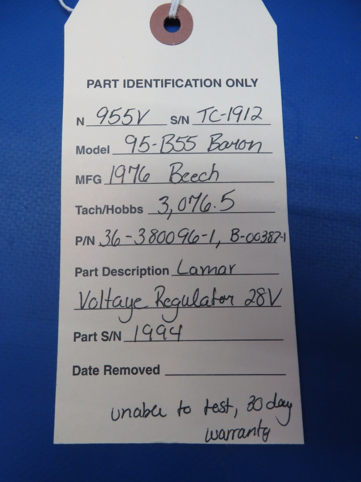 Lamar Voltage Regulator 28V P/N 36-380096-1 (0523-1027)