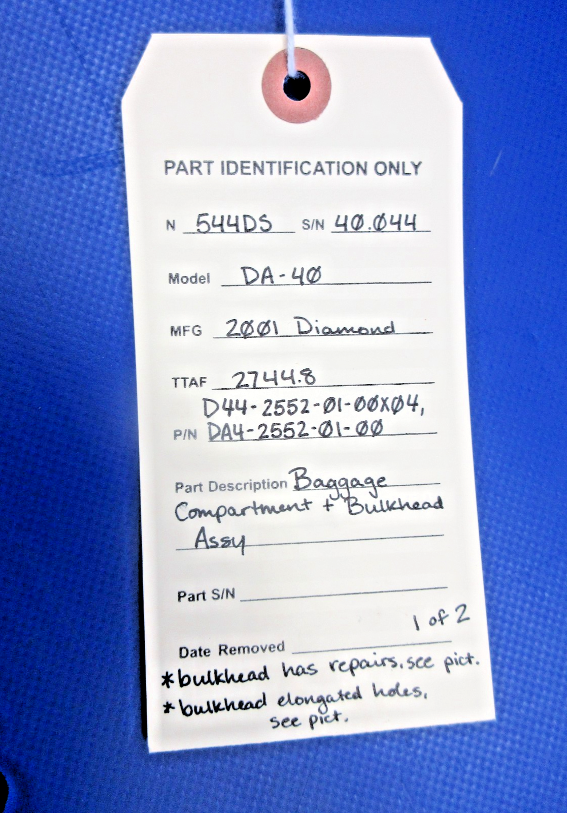 Diamond DA-40 Baggage Compartment Ski Tube Extension & Bulkhead (0726-2122)16