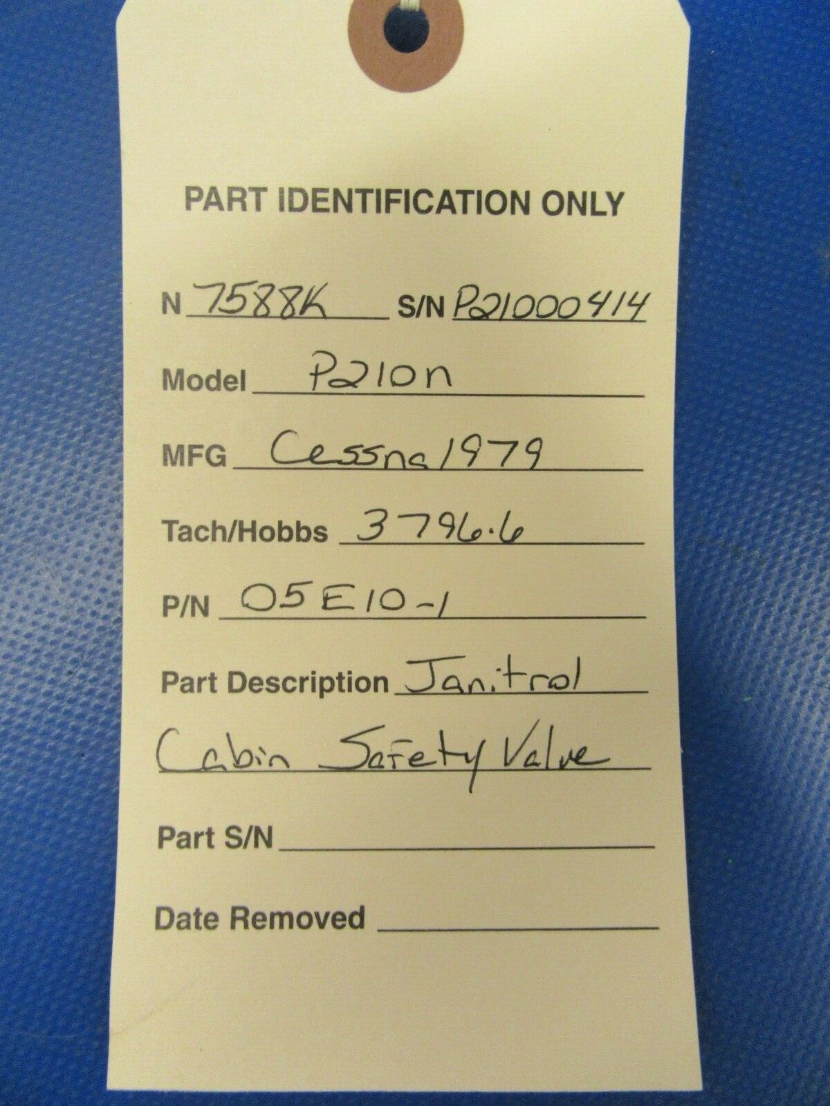 Cessna P210N / 210 Janitrol Cabin Safety Valve 05E10-1 (0919-323)3