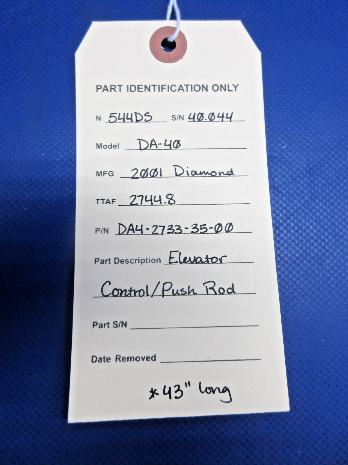 Diamond DA-40 Elevator Control / Push Rod P/N DA4-2733-35-00 (0726-2116)12
