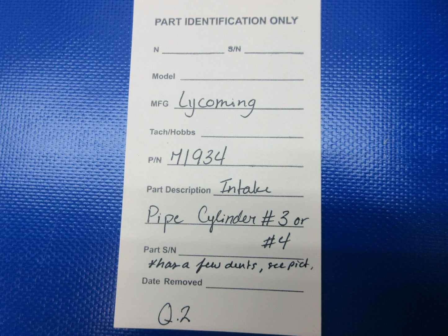 Lycoming Intake Pipe Cylinder #3 & 4 P/N 71934 (1124-1452)