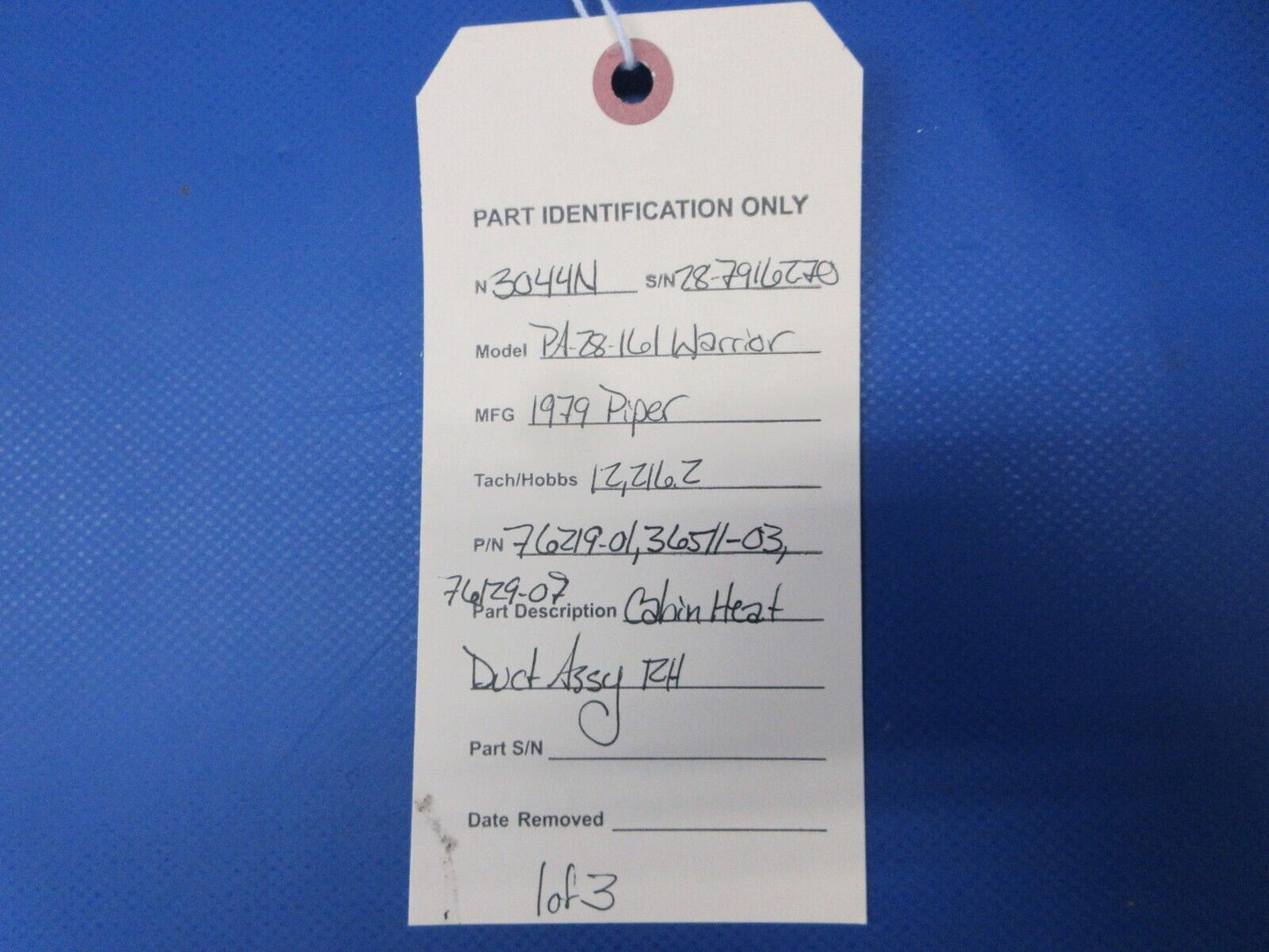 Piper PA-28-161 Warrior Cabin Heat Duct Assy RH P/N 76219-01 (0824-2142)