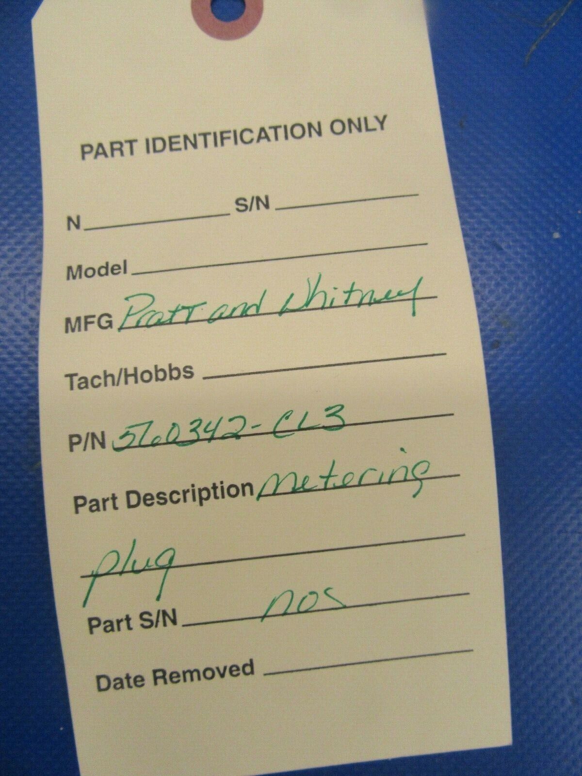 Pratt & Whitney Metering Plug 560342-CL3 NOS (0419-89)