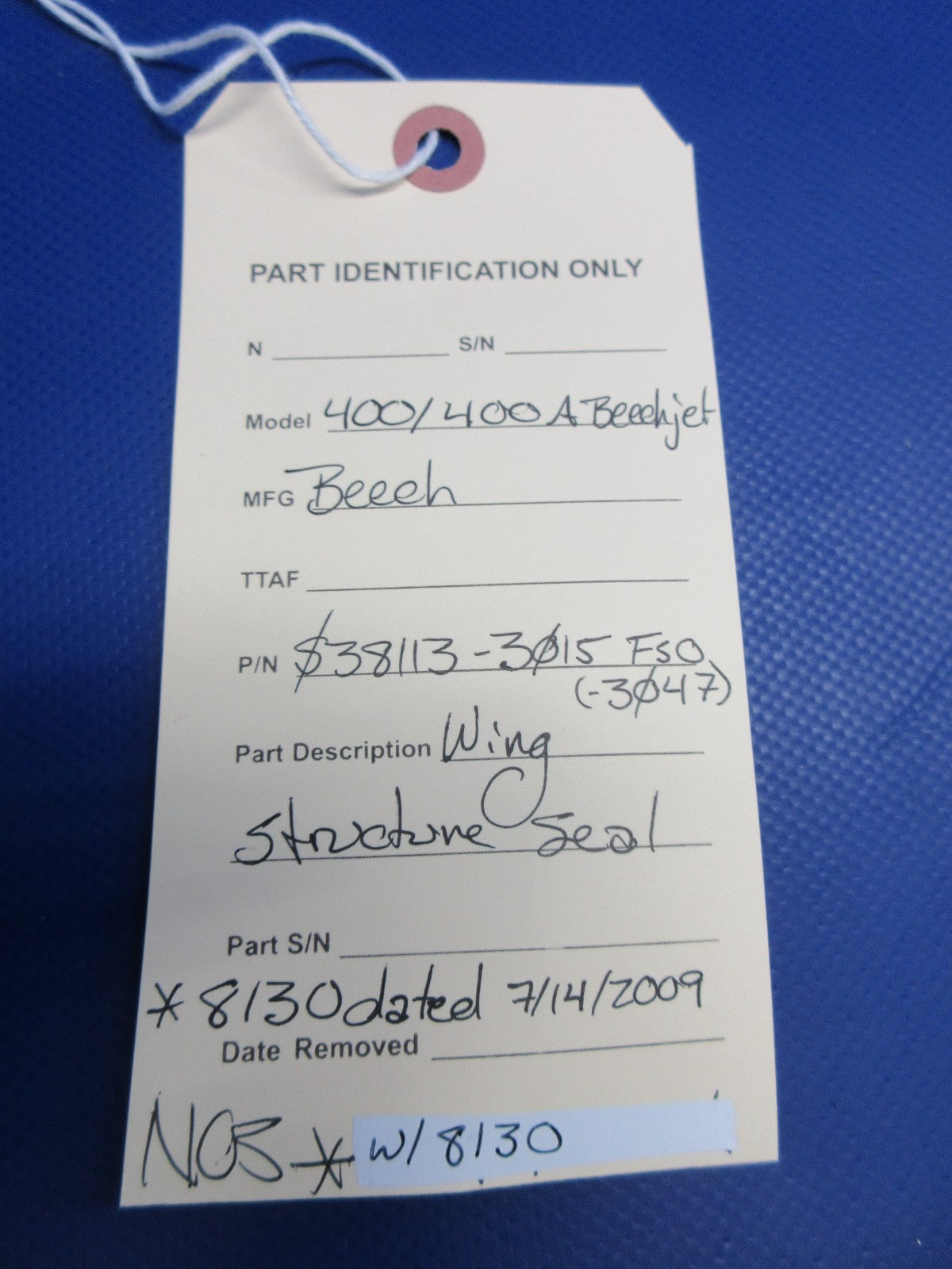 Beech 400 / 400A Wing Structure Seal w/8130 P/N S38113-3015 NOS (0426-774)12