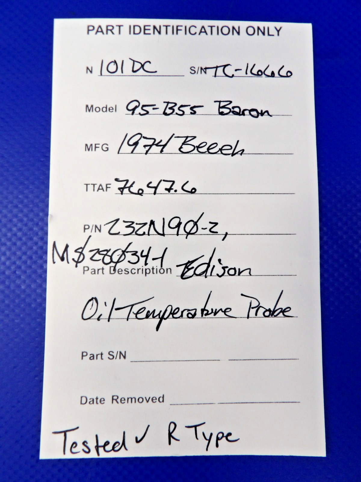 Beech 95-B55 Baron Edison Oil Temperature Probe P/N 232N90-2 TESTED (0626-1270)10