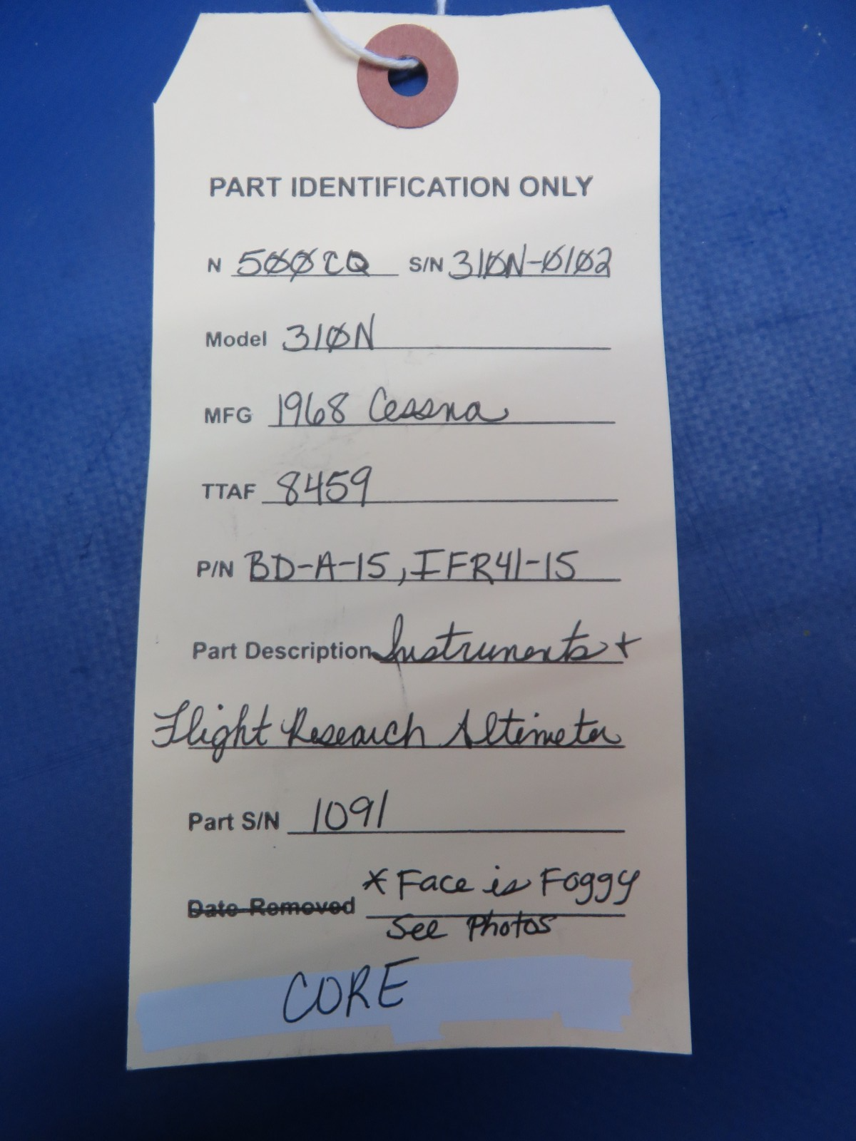 Cessna 310N Instruments & Flight Research Altimeter BD-A-15 CORE (0826-827)10