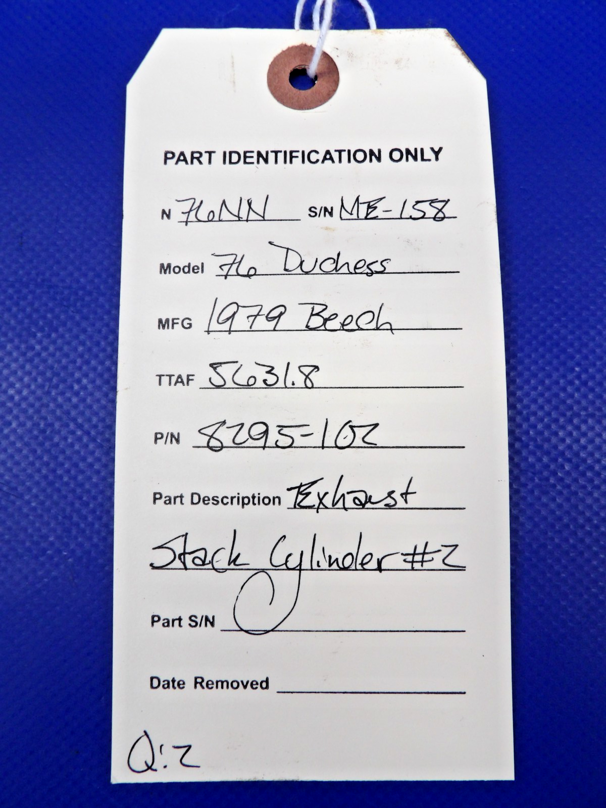 Beech 76 Duchess Exhaust Stack Cylinder #2 P/N 8295-102 (0526-1307)10