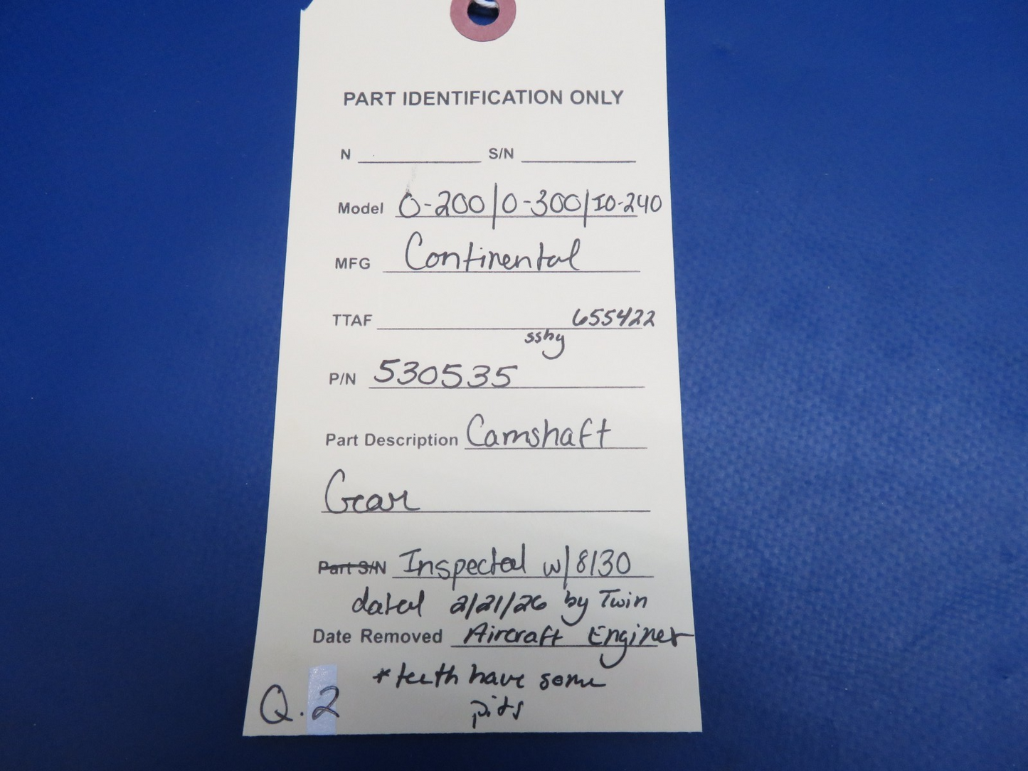 Continental O-200 / O-300 Camshaft Gear P/N 530535 Inspected w/ 8130 (0326-1726)15