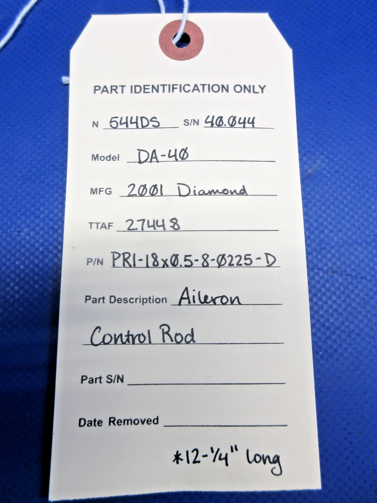 Diamond DA-40 Aileron Control Rod P/N PRI-18X0.5-8-0225-D (0726-869)8