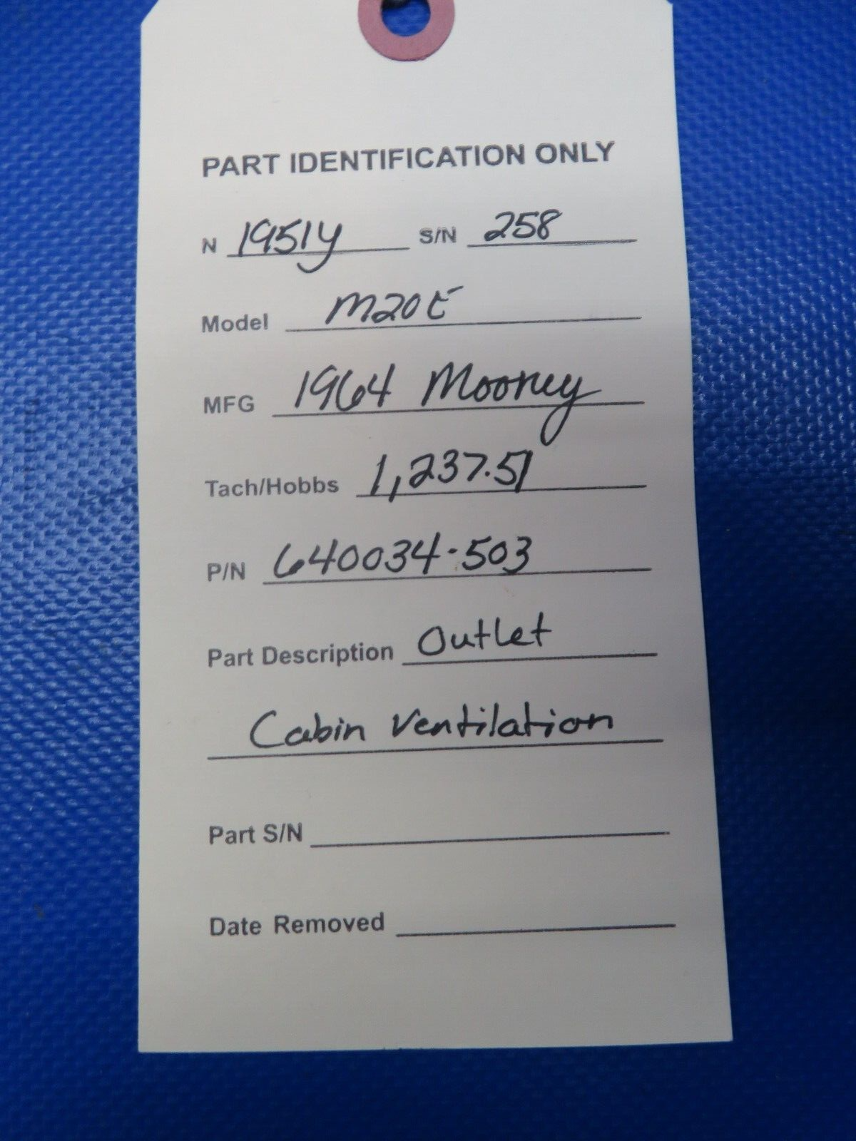 Mooney M20 / M20E Outlet Cabin Ventilation P/N 640034-503 (0424-155)