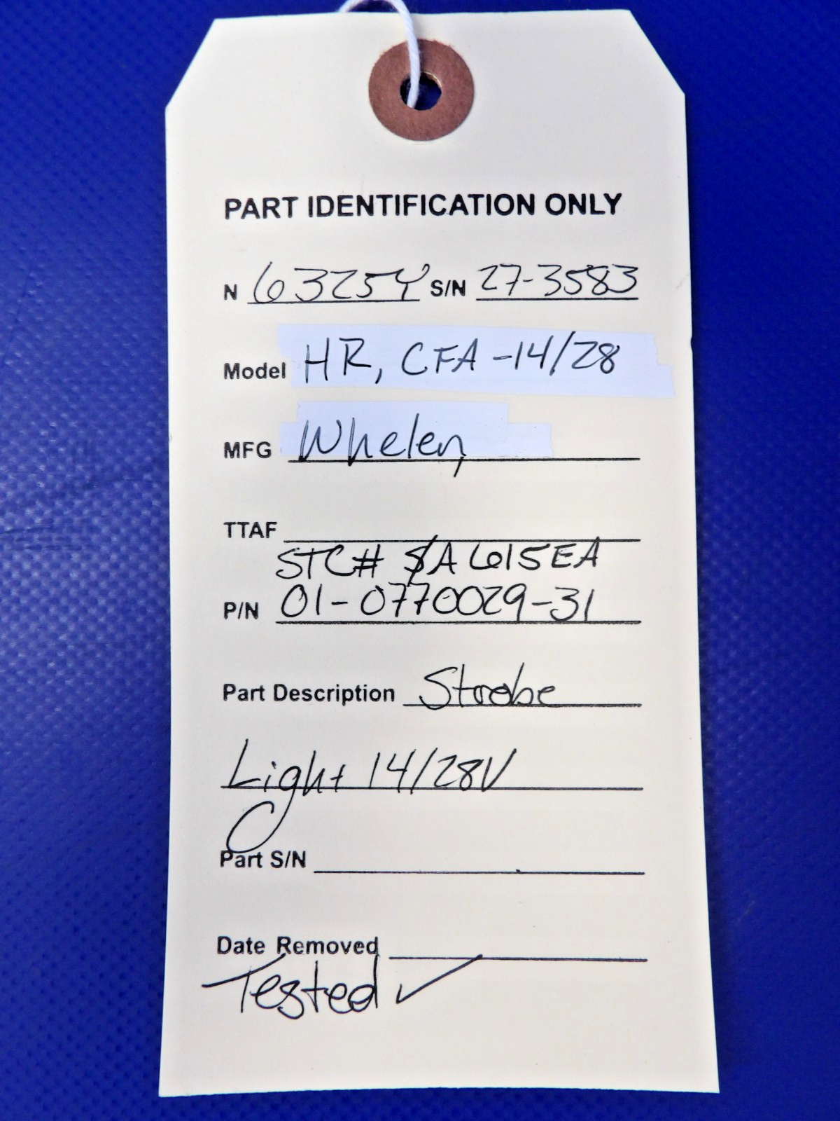 Whelen HR, CFA-14/28 Strobe Light 14/28V P/N 01-0770029-31 TESTED (0626-1467)9