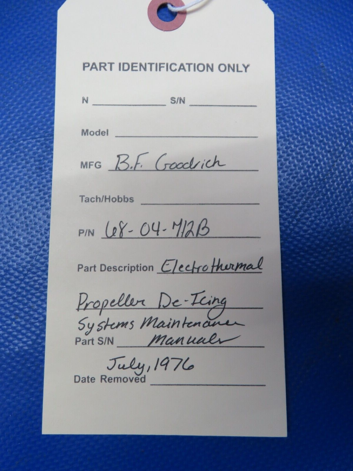 B.F. Goodrich Electrothermal Propeller De-Icing Manual 68-04-712B (1024-194)
