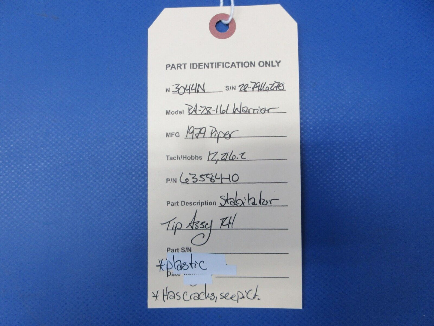 Piper PA-28-161 Warrior Stabilator Tip Assy RH P/N 63584-10 (0824-2116)