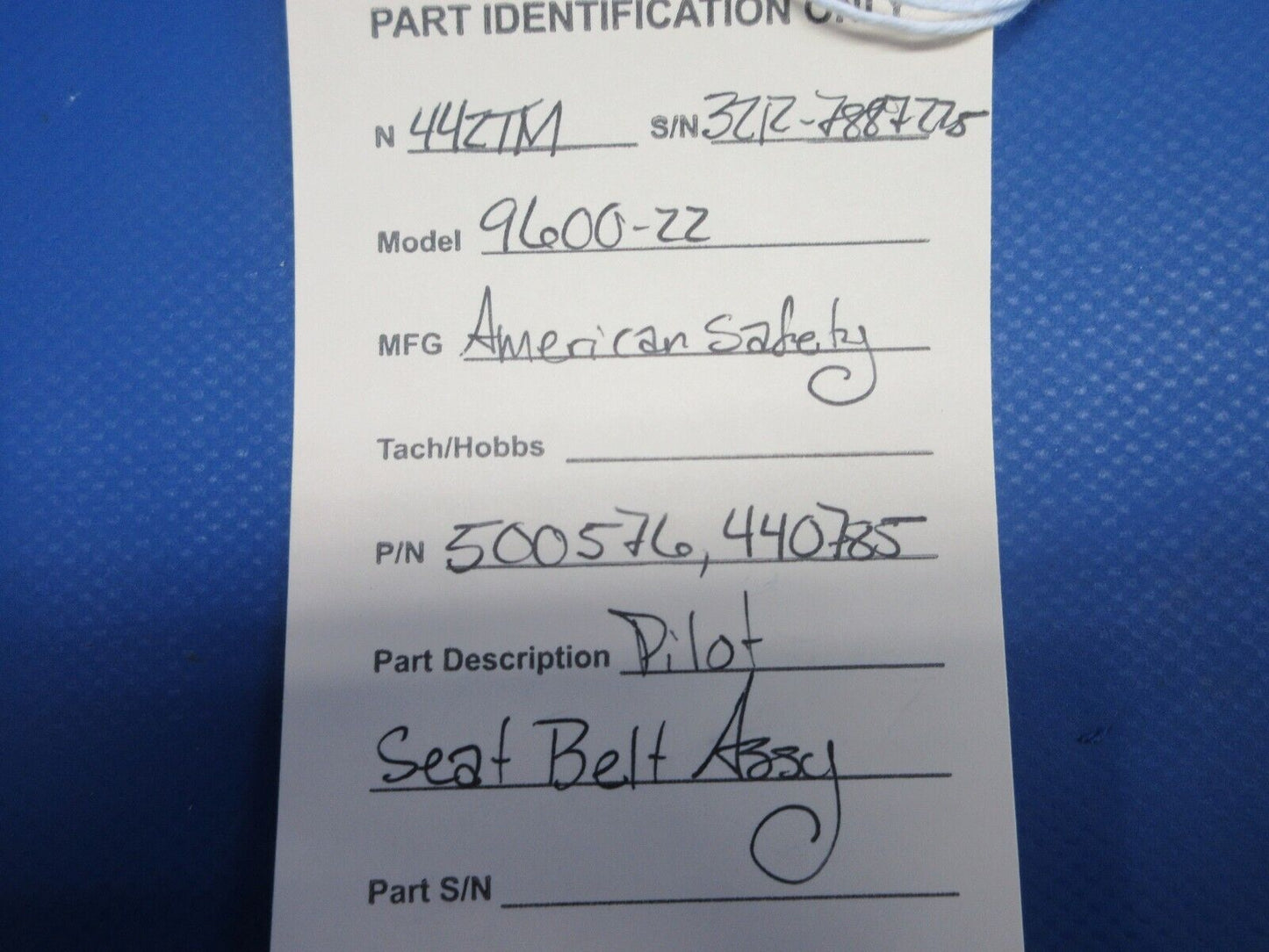 Piper PA-32RT-300T American Safety Pilot Seat Belt Assy P/N 500576 (0924-862)