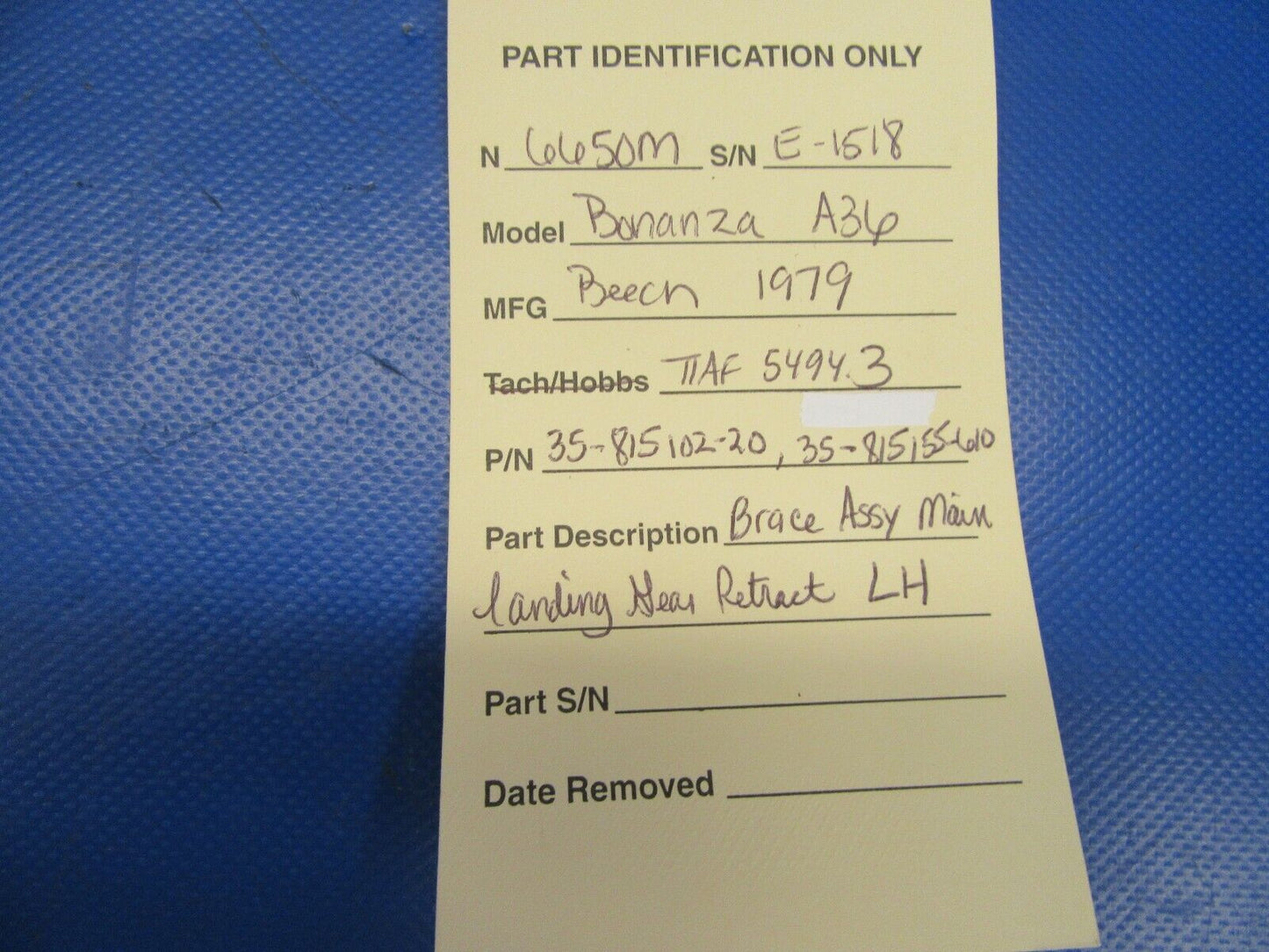 Beech A36 Brace Assy Main Gear Retract LH 35-815102-20, 35-815155-610 (0719-41)
