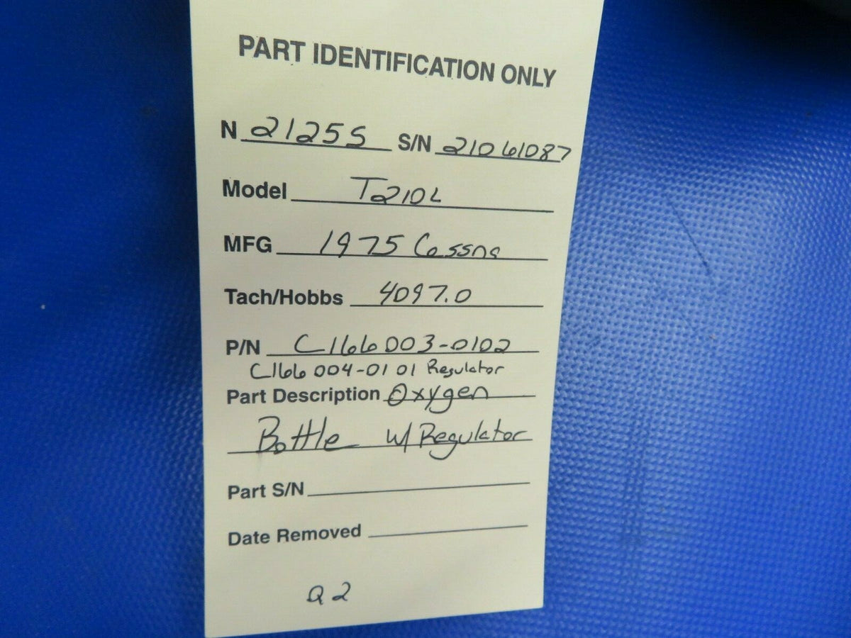 Cessna 210 / T210L Oxygen Bottle w/ Regulator P/N C166003-0102 (0621-980)9
