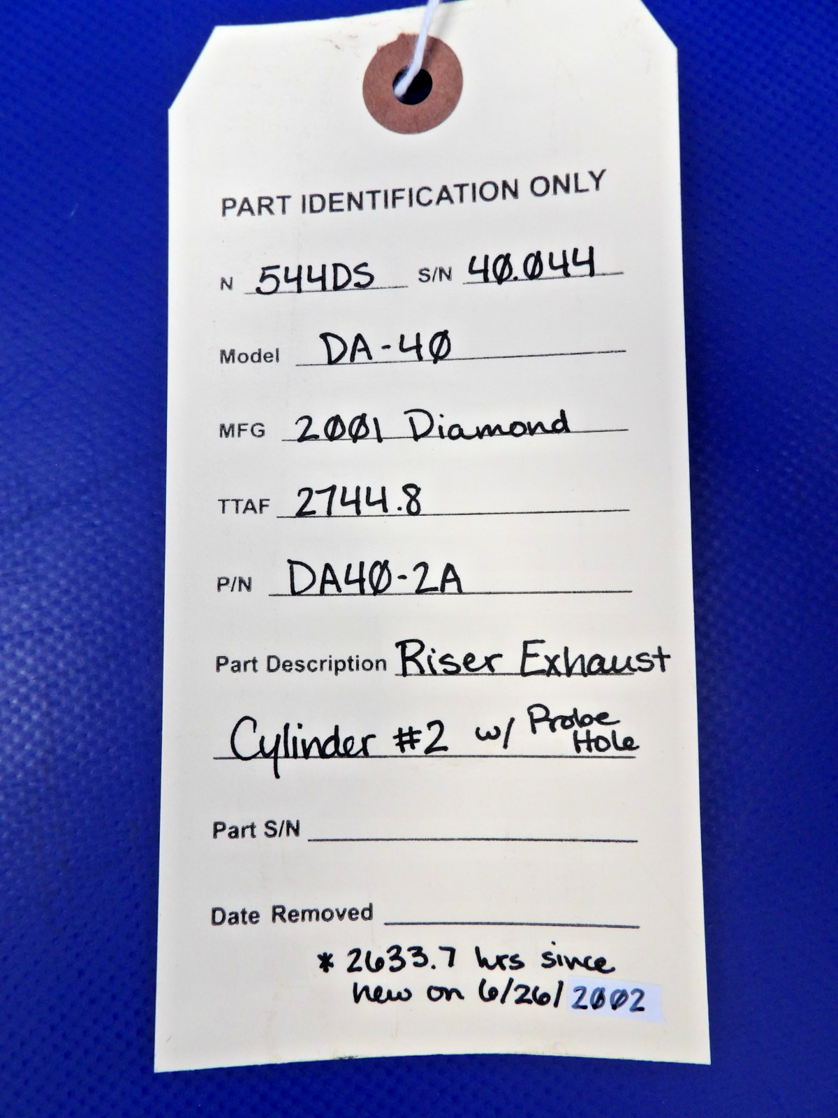 Diamond DA-40 Riser Exhaust Cylinder #2 w/ Probe Hole P/N DA40-2A (0726-1266)11