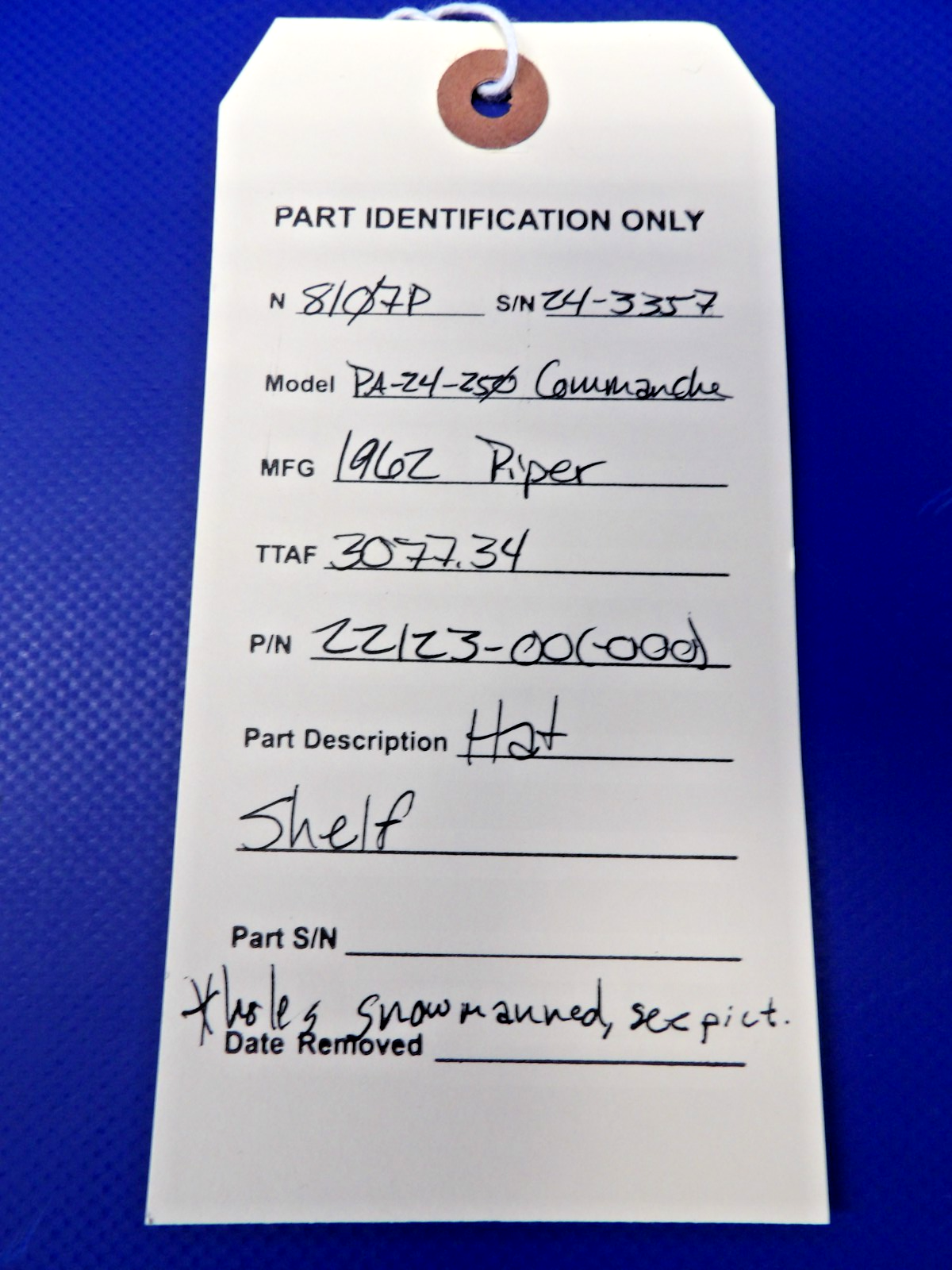 Piper PA-24-250 Comanche Hat Shelf P/N 22123-00 (0526-2022)17