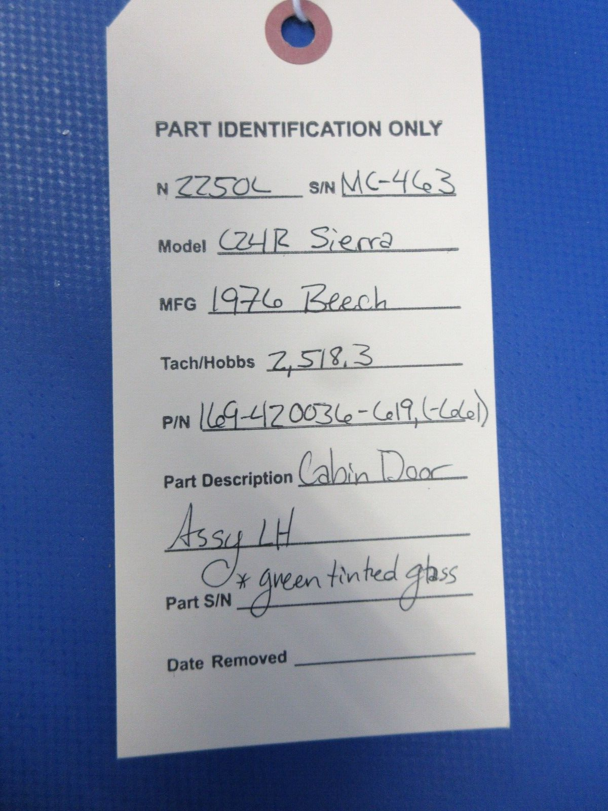 Beech C24R Sierra Cabin Door Assy LH w/ Key P/N 169-420036-619 (0524-615)