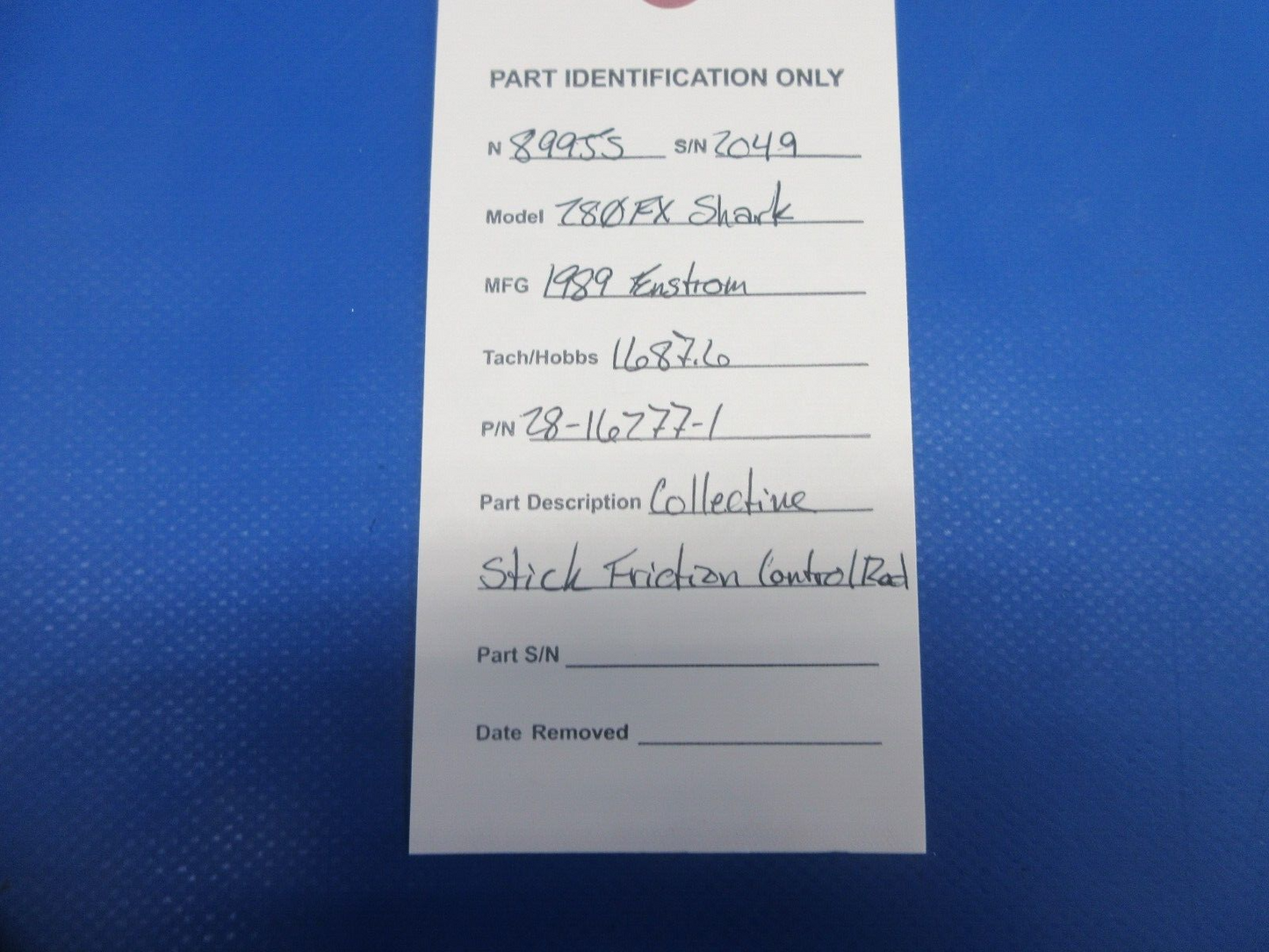 Enstrom 280FX Collective Stick Friction Control Rod P/N 28-16277-1 (1124-788)