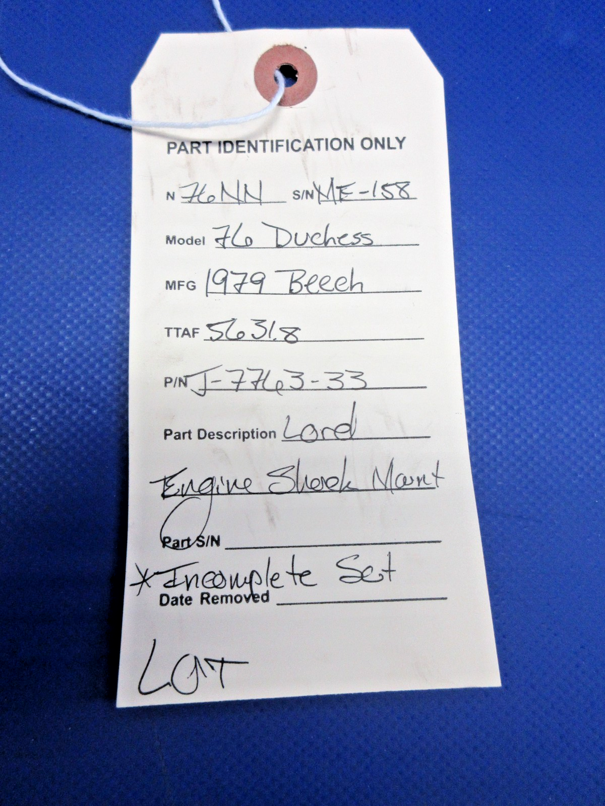 Beech 76 Duchess Lord Engine Shock Mount P/N J-7763-33 LOT (0526-893)14