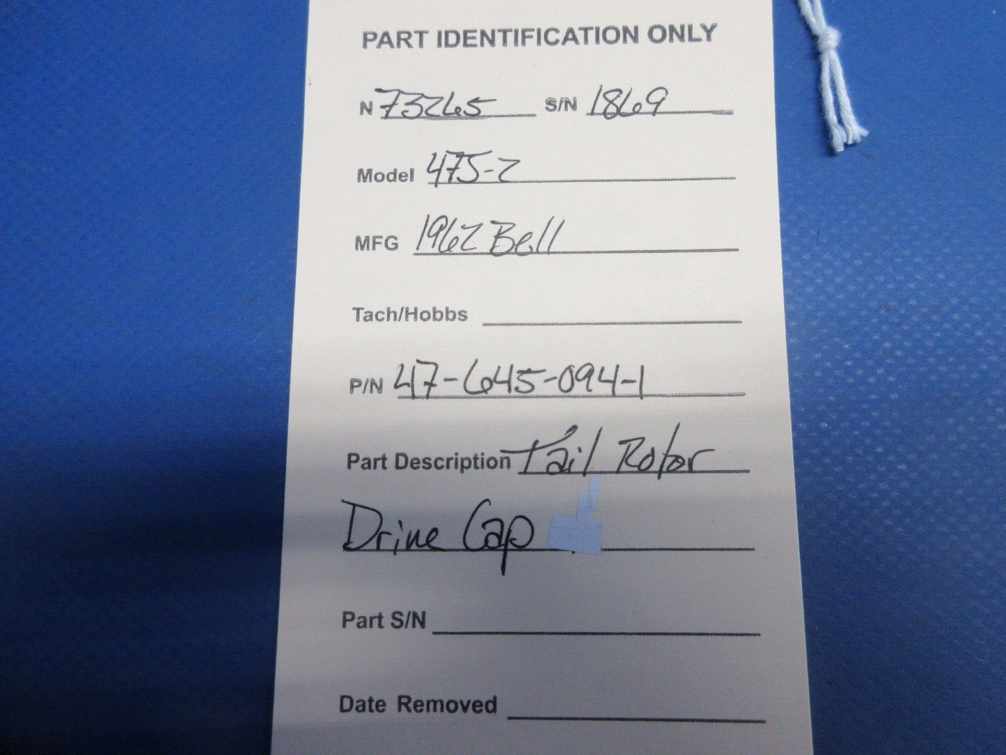 Bell 47J-2 Helicopter Tail Rotor Drive Cap P/N 47-645-094-1 (1124-869)
