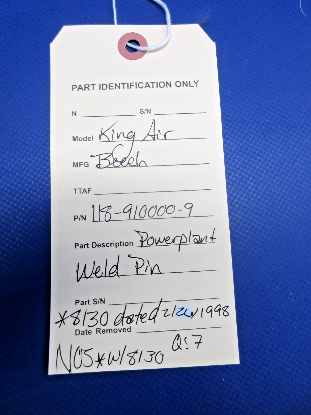 Beech King Air Powerplant Weld Pin w/8130 P/N 118-910000-9 NOS (0426-829)12
