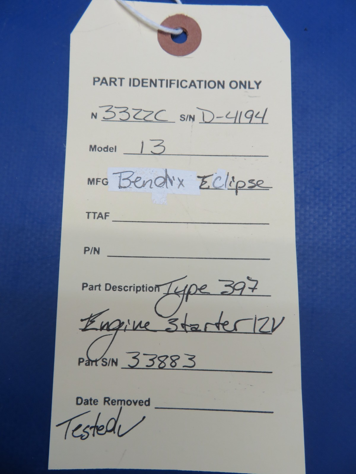 Bonanza Bendix E-80 Eclipse Type 397 Model 13 Starter 12V TESTED (0526-4157