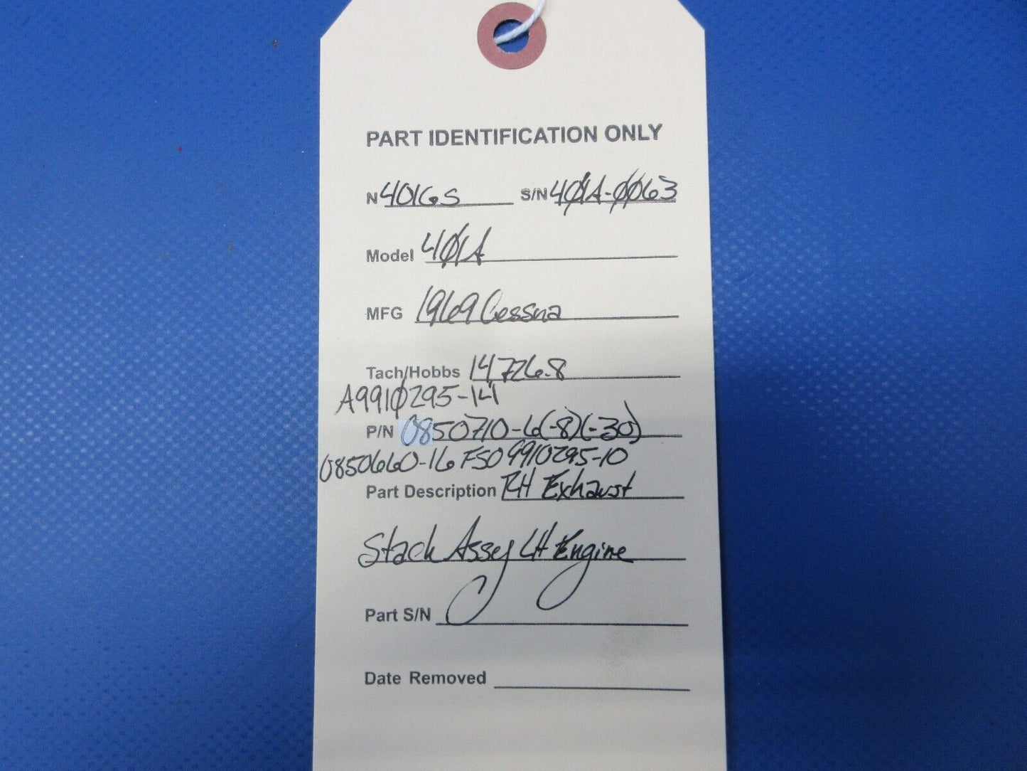 Cessna 401A RH Exhaust Stack Assy LH Engine P/N 0850710-6 (0924-1253)