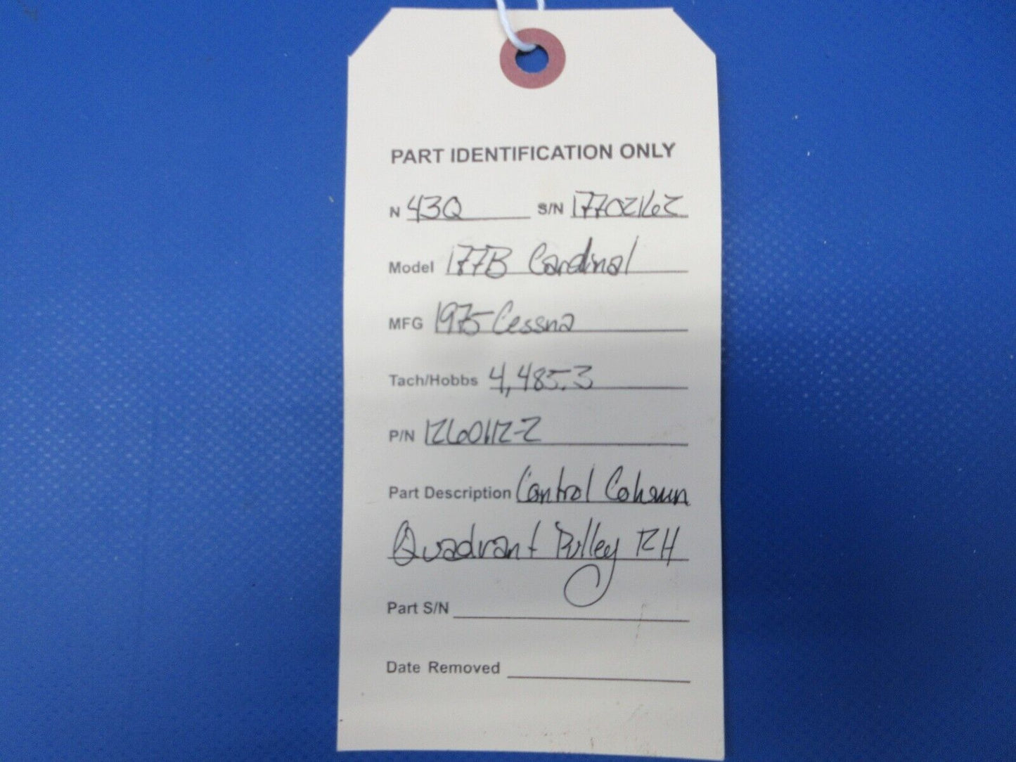 Cessna 177B Cardinal Control Column Quadrant Pulley RH P/N 1260112-2 (0824-1265)