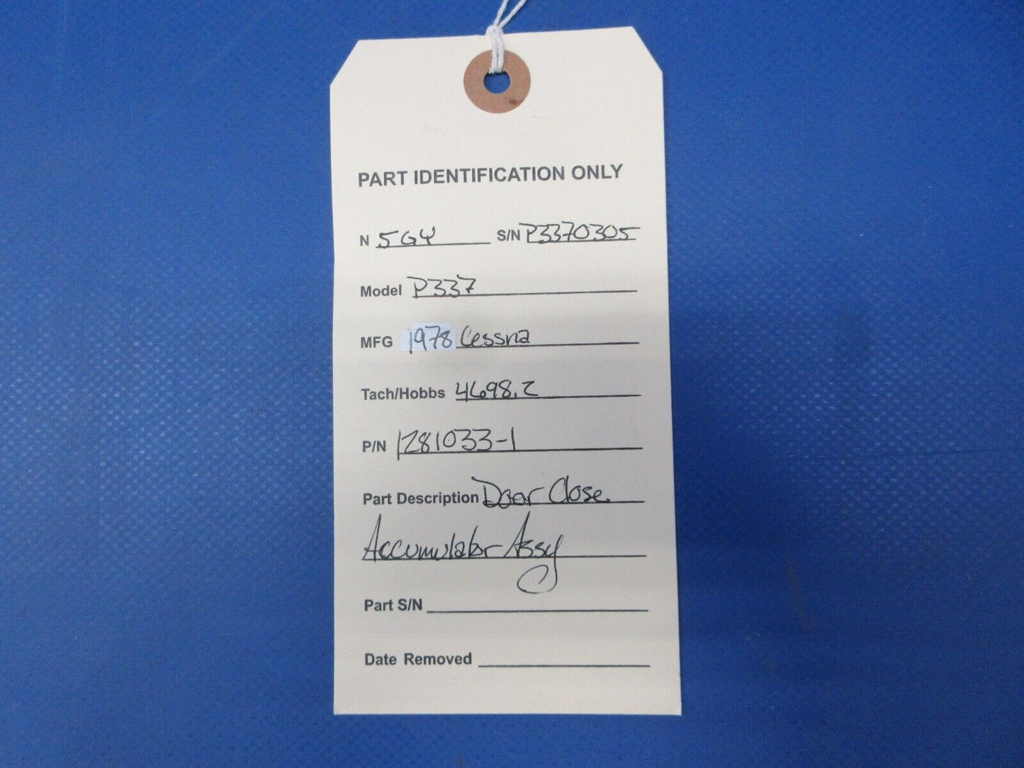Cessna 337 / P337H Door Close Accumulator Assy P/N 1281033-1 (0724-1250)