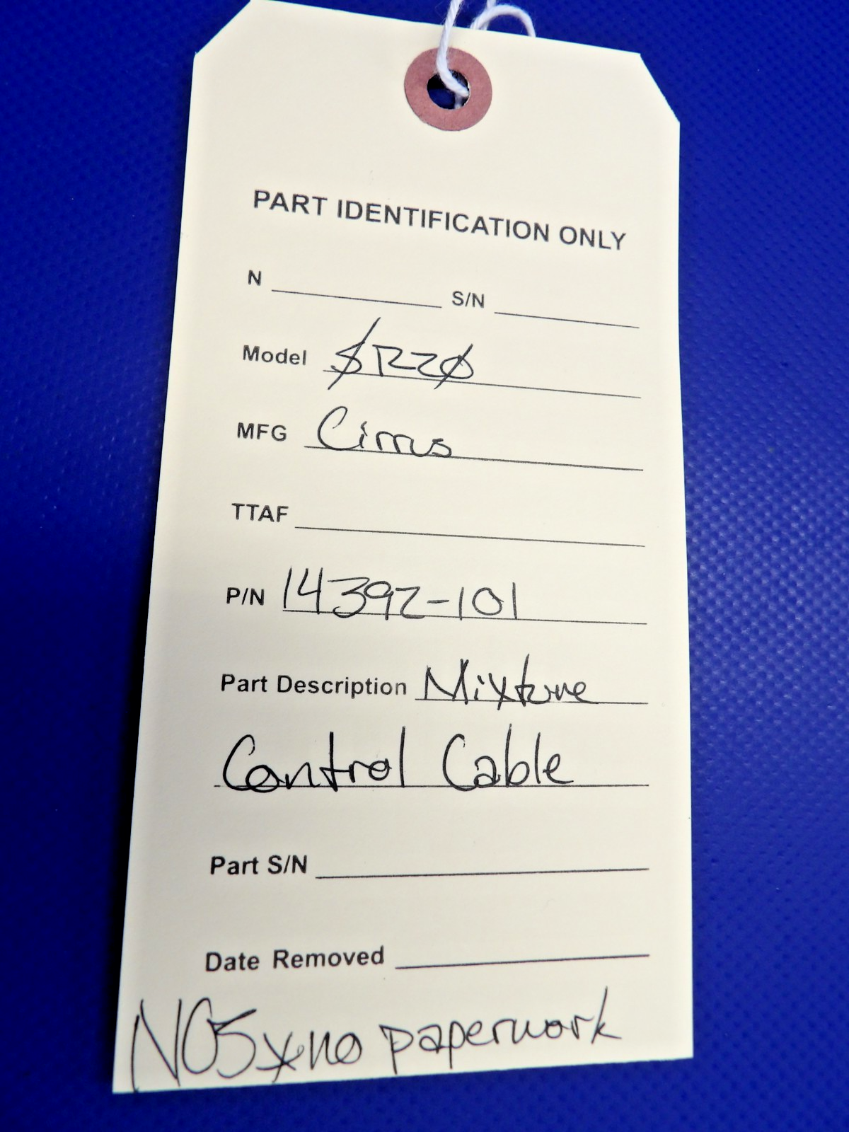 Cirrus Mixture Control Cable NOS P/N 14392-101 (0326-1259)10