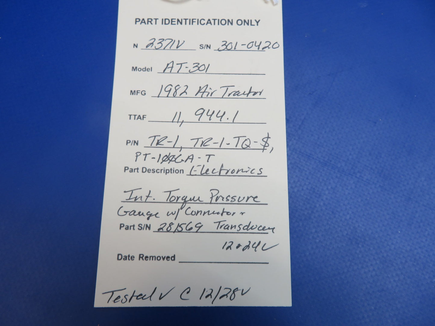 Electronics Int. Torque Pressure Gauge 12/24V P/N TR-1-TQ-S TESTED (0426-1715)12