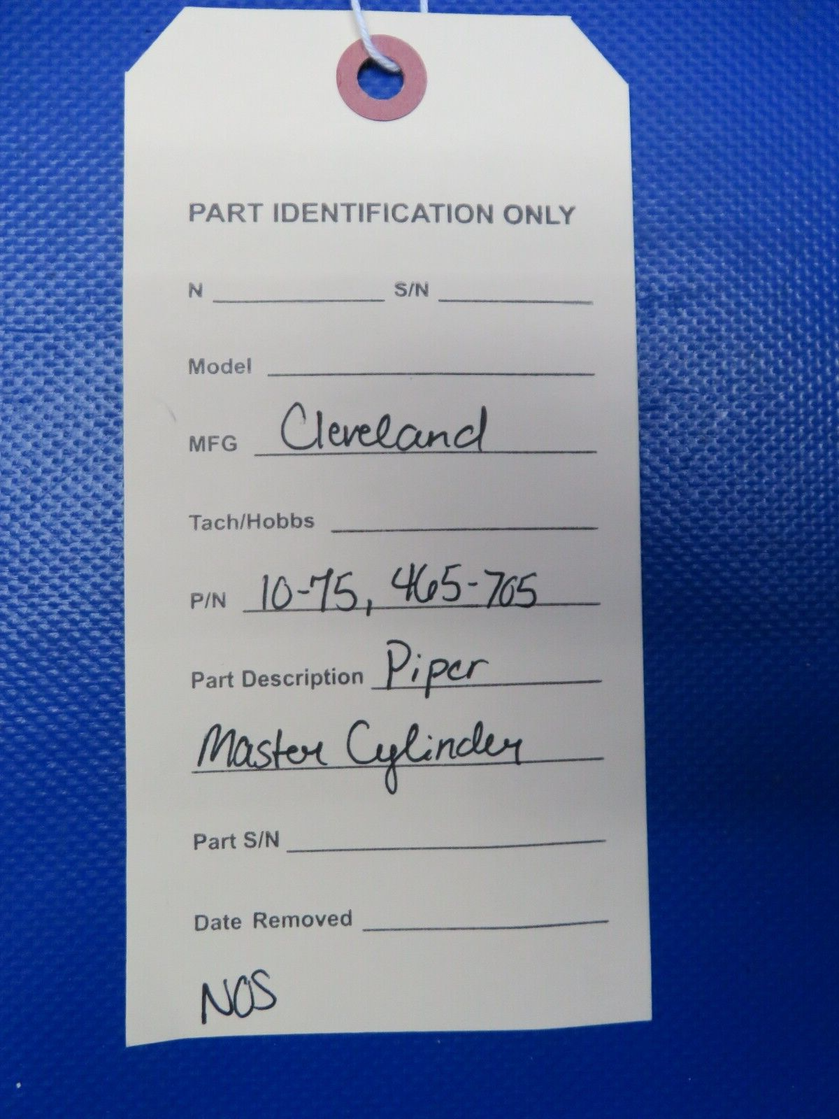 Cleveland Piper Master Cylinder P/N 10-75, 465-705 NOS (0524-197)