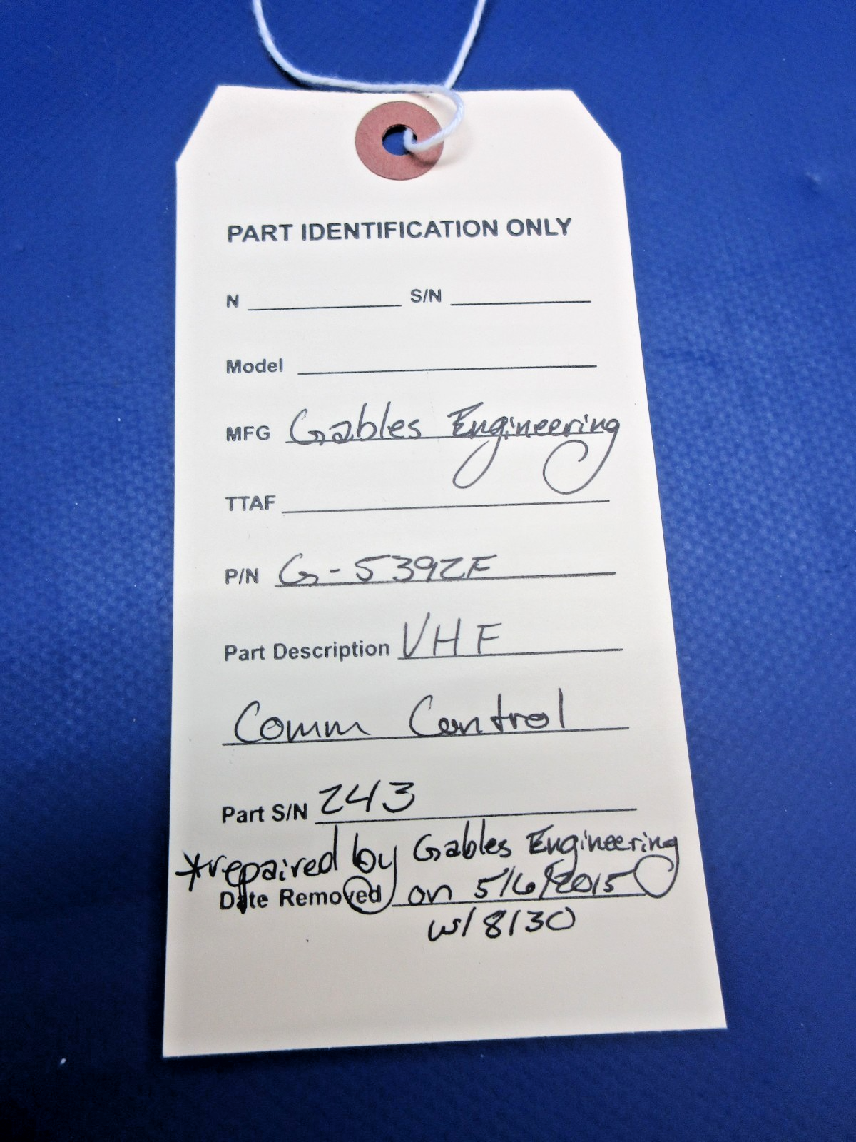 Gables Engineering VHF Comm Control w/8130 P/N G-5392F WARRANTY (0626-832)10