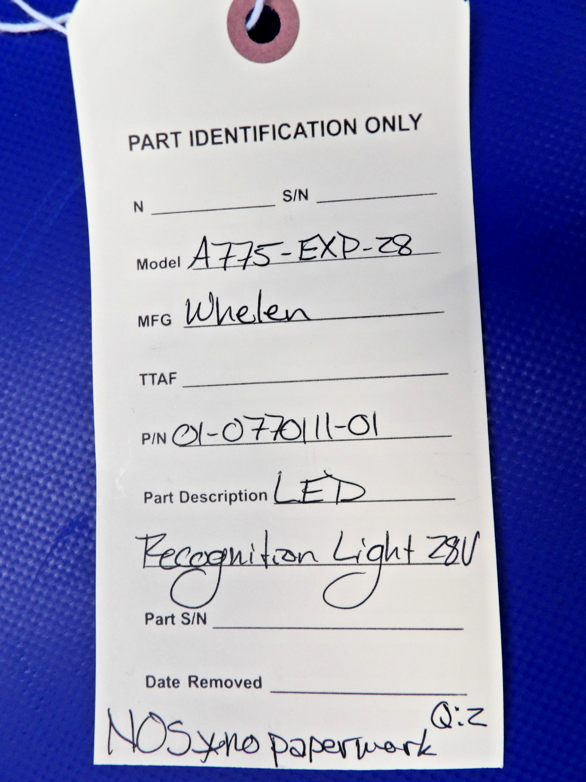 Whelen A775-EXP-28 LED Recognition Light 28V P/N 01-0770111-01 NOS (0426-1274)10