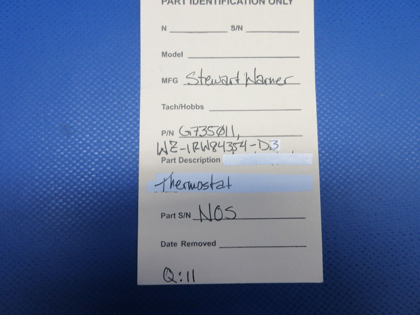 Stewart Warner Thermostat P/N G735011 NEW OLD STOCK (0424-1145)