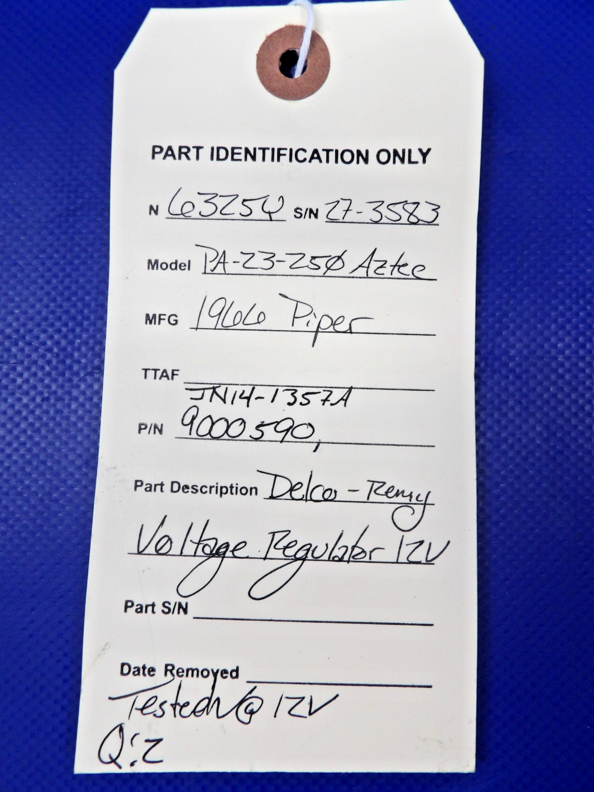 Piper Aztec Delco-Remy Voltage Regulator 12V P/N 9000590 TESTED (0626-1470)12