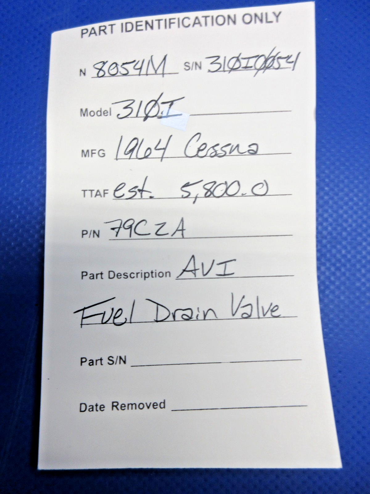 Cessna 310 / 310I AVI Fuel Drain Valve P/N 79C2A (0326-896)8