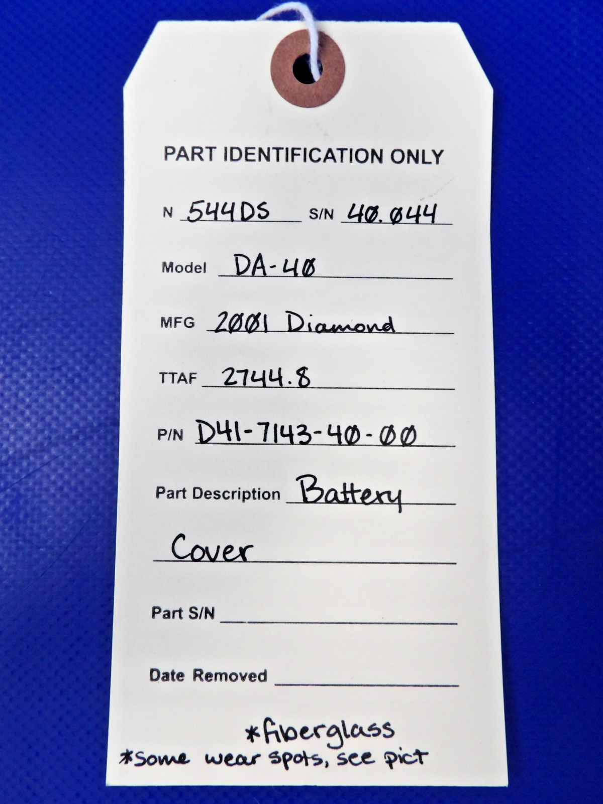 Diamond DA-40 Battery Cover P/N D41-7143-40-00 (0826-1226)9