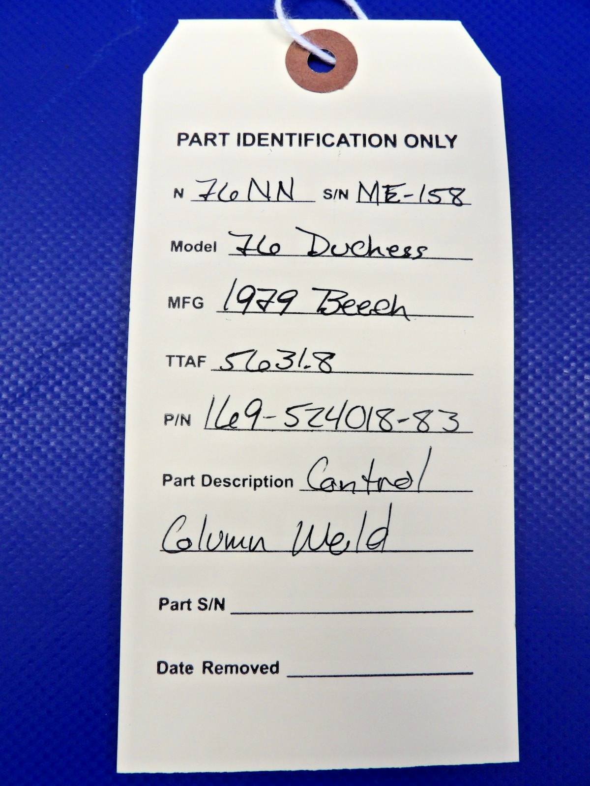Beech 76 Duchess Control Column Weld P/N 169-524018-83 (0526-2054)11