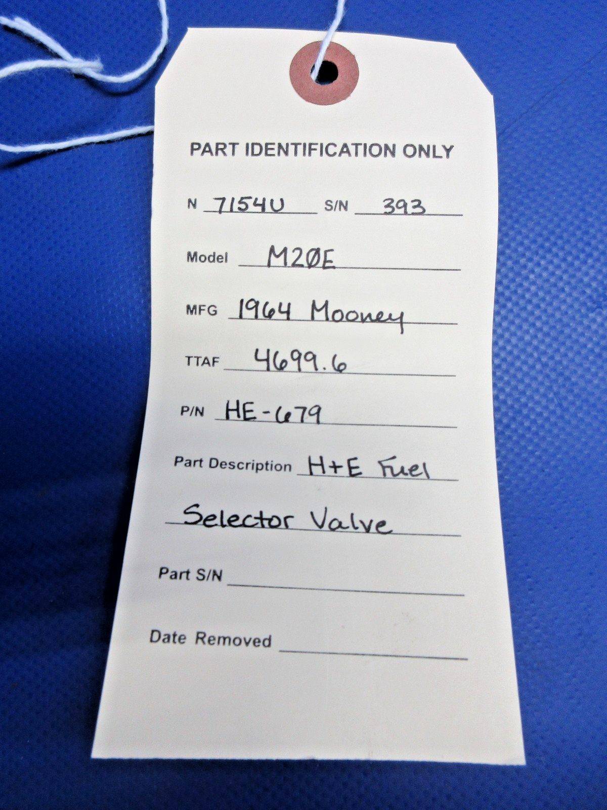 Mooney M20 / M20E H&E Fuel Selector Valve P/N HE-769 WARRANTY (0826-902)12