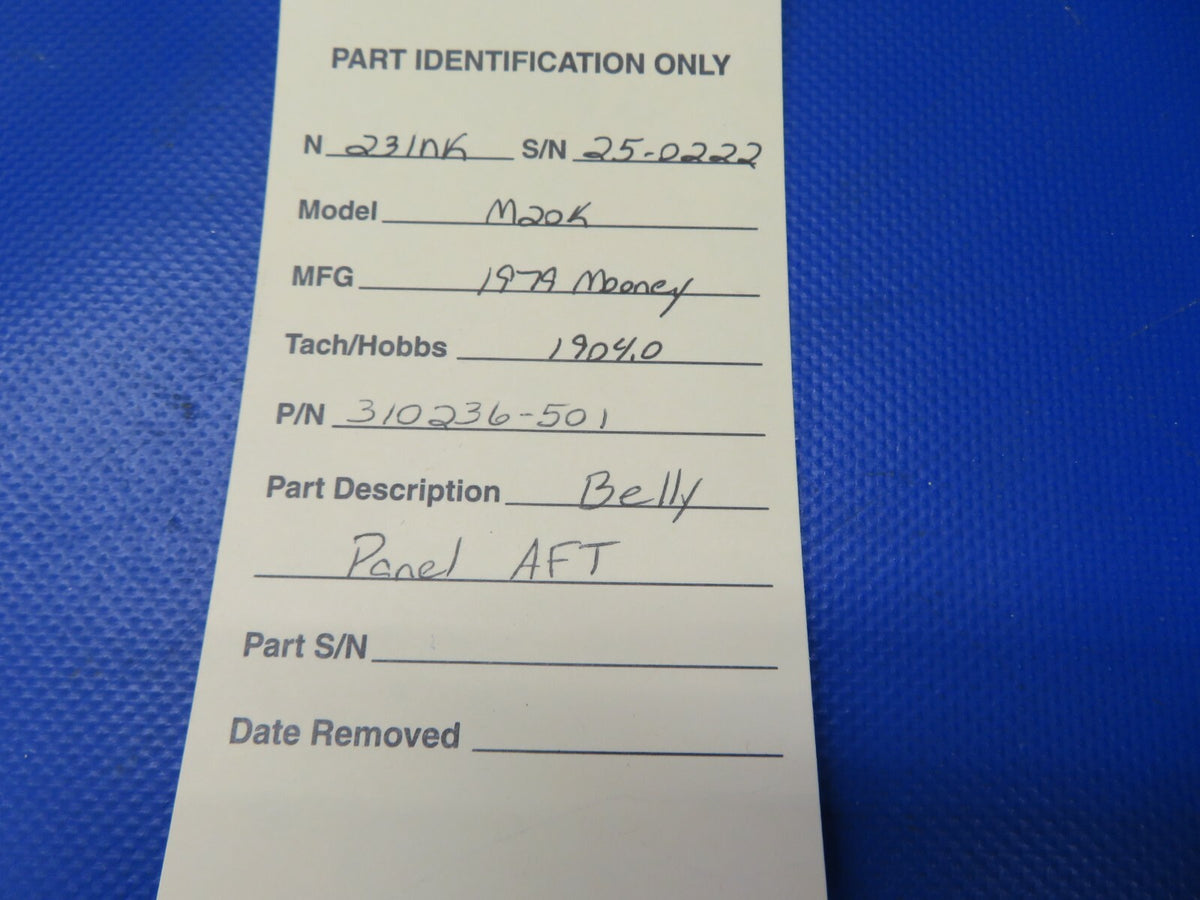 Mooney M20 / M20K Belly Skin / Panel AFT P/N 310236-501 (0721-1064)6