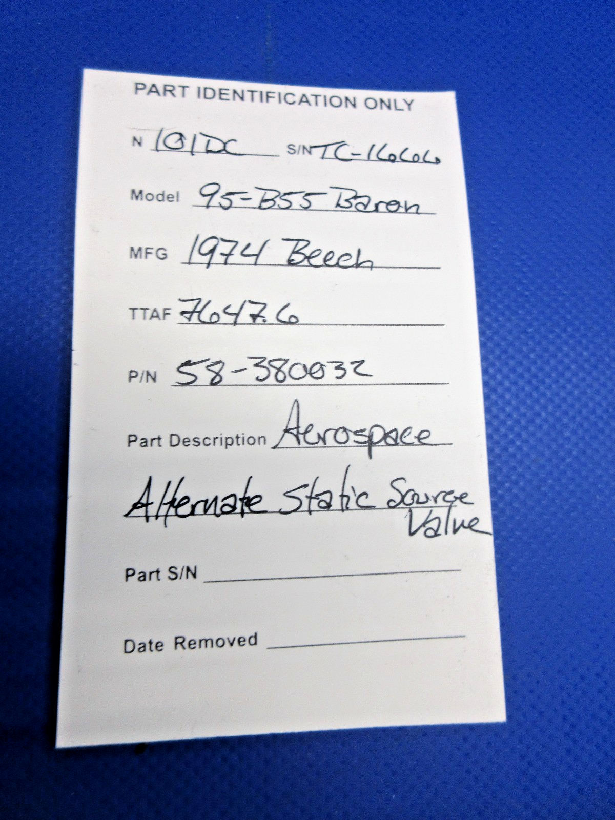 Beech 95-B55 Baron Aerospace Alternate Static Source Valve 58-380032 (0526-709)10
