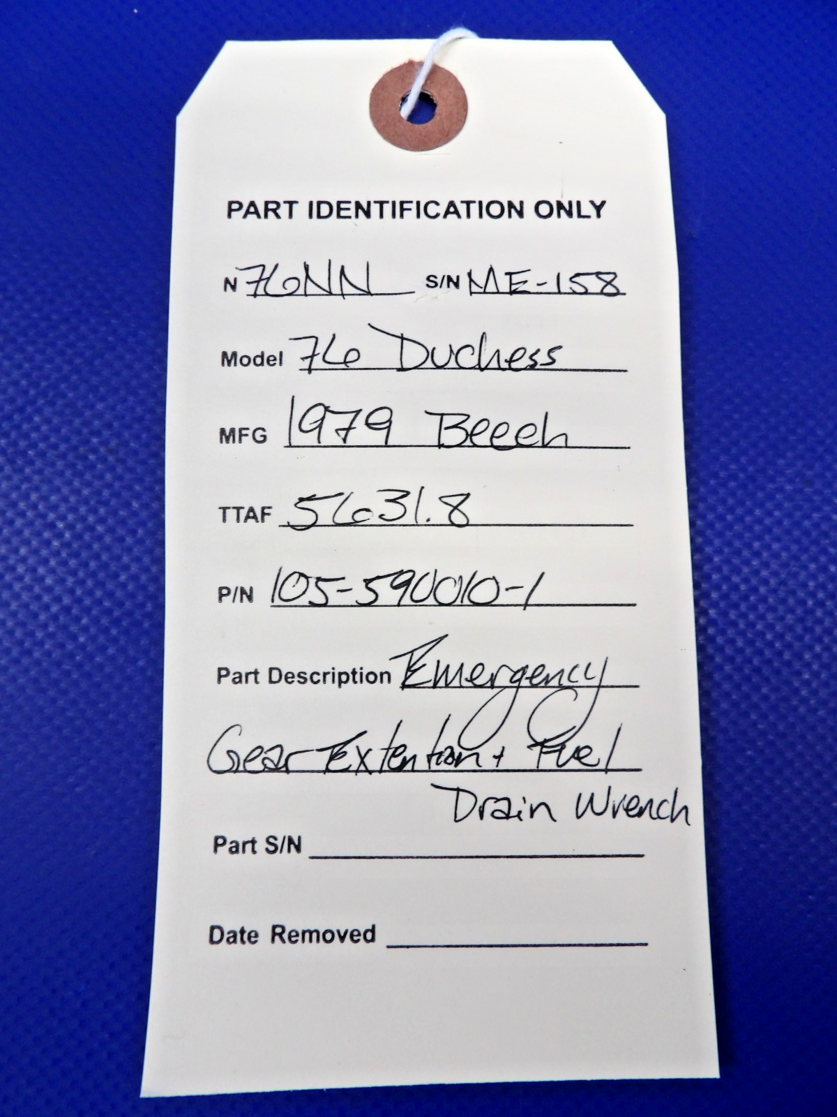 Beech Emergency Gear Extension & Fuel Drain Wrench 105-590010-1 (0526-1300)9