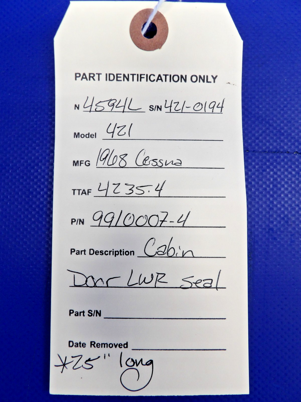 Cessna 421 Cabin Door LWR Seal P/N 9910007-4 (0626-1495)9