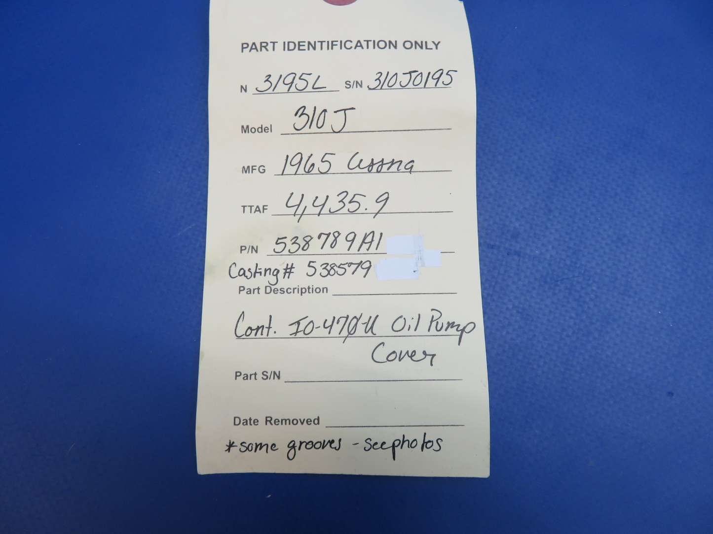 Continental IO-470 / IO-470-U Oil Pump / Tach Drive Housing 538579 (0326-1785)8