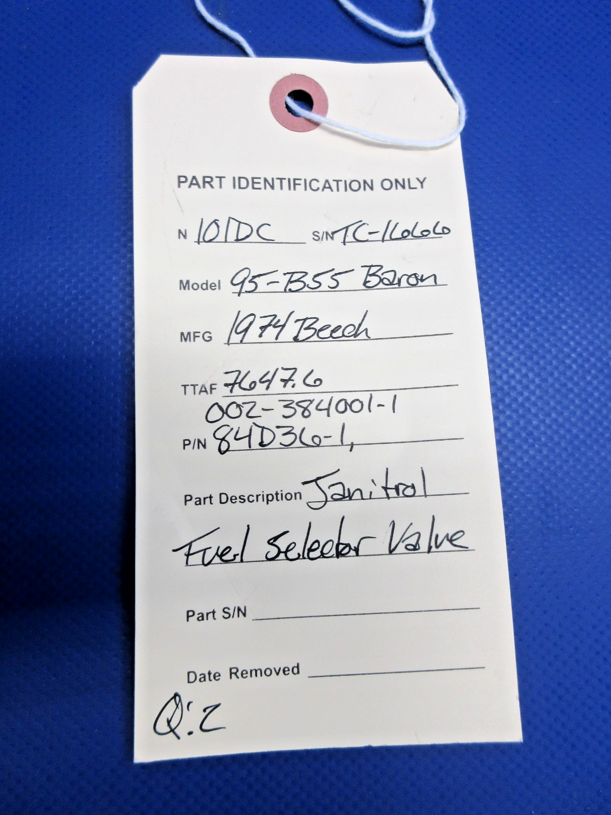Beech 95-B55 Baron Janitrol Fuel Selector Valve P/N 84D36-1 (0526-762)12
